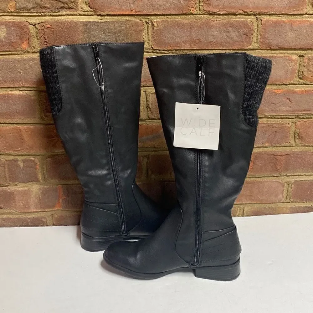 LifeStride Xandy Black Wide Calf Riding Boots Size 7 NEW
